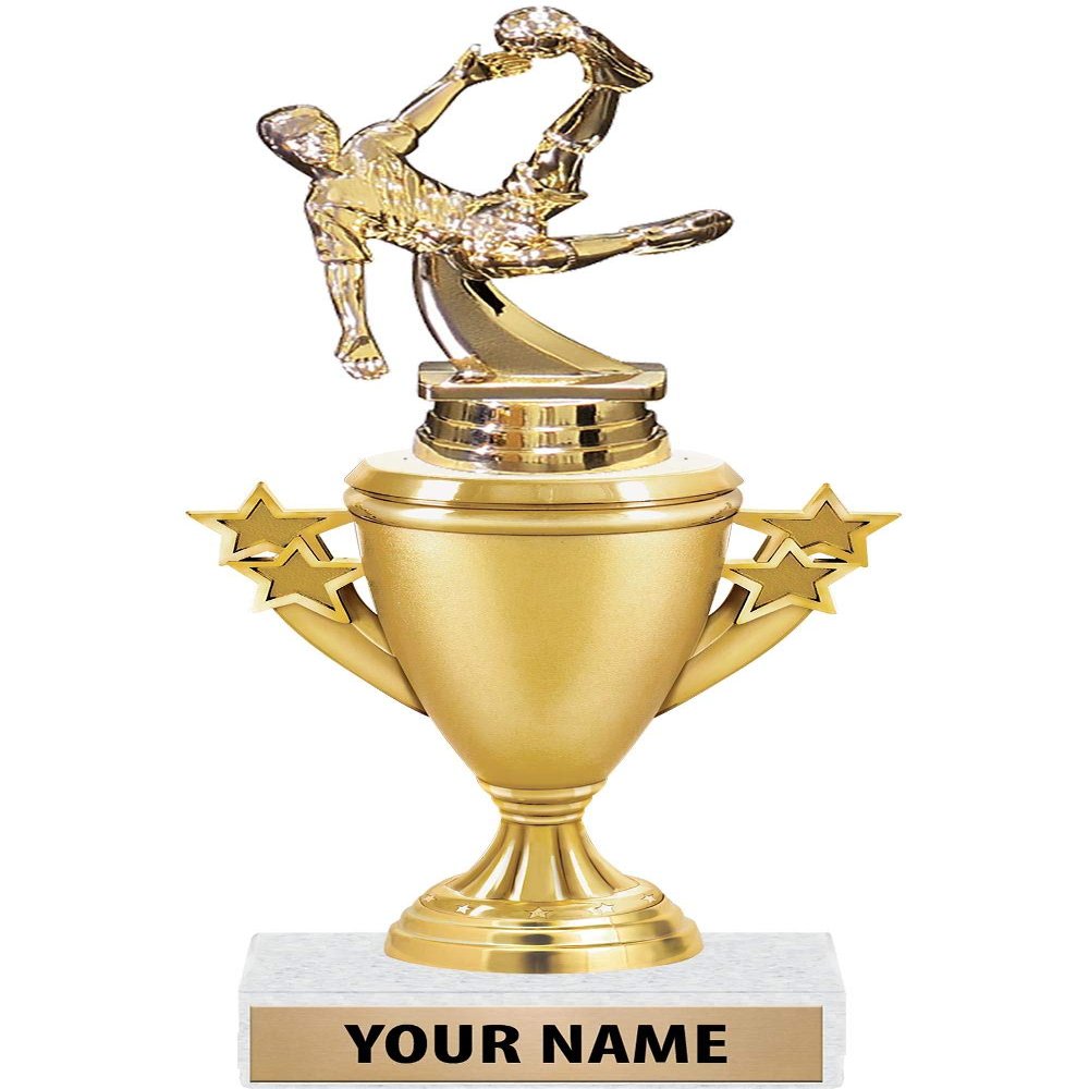 Crown Awards Soccer Kick Trophies - Gold - Soccer Kick Trophy Award - Custom Engraving On White Marble Base - 10 Pack
