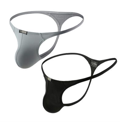 A64 Low Waist Thong Men's Ice Silk Underwear Sexy G-Strings Multicolor (Black / Grey, l)