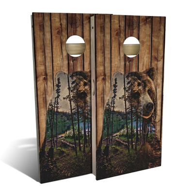 Skip's Garage Bear Mountain All-Weather Cornhole Board Set - Regulation 2x4 (24" x 48") - Includes (2) Boards, (8) Bags & (2) Board Edge Lights
