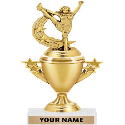 Cheer Forward Trophies - Gold - Cheer Forward Trophy Award - Custom Engraving On White Marble Base - 5 Pack