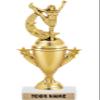 Cheer Forward Trophies - Gold - Cheer Forward Trophy Award - Custom Engraving On White Marble Base - 5 Pack view 1