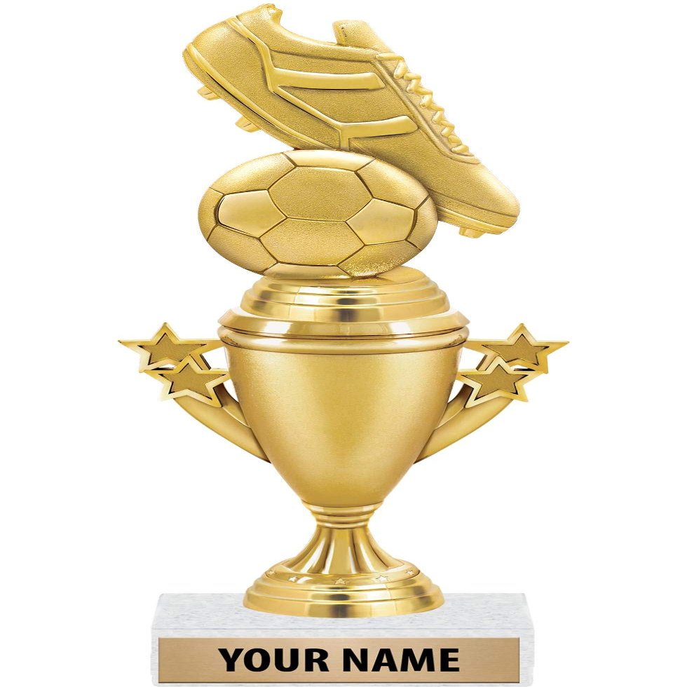 Soccer Trophies - Gold - Soccer Trophy Award - Custom Engraving On White Marble Base - 10 Pack