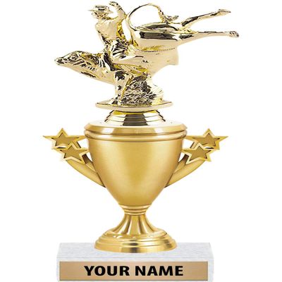 10" Bull Rider Trophies - Gold - Bull Rider Trophy Award - Custom Engraving On White Marble Base - 10 Pack Prime