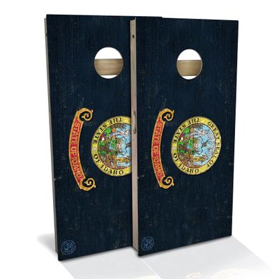 Skip's Garage Idaho Flag All-Weather Cornhole Board Set - Regulation 2x4 (24" x 48") - Includes (2) Boards, (8) Bags, (2) Board Hole Lights & 2 Board Edge Lights