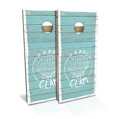 Skip's Garage Happy As A Clam All-Weather Cornhole Board Set - Regulation 2x4 (24" x 48") - Includes (2) Boards, (8) Bags, (1) Carry Case & 2 Board Edge Lights