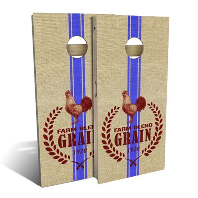 Skip's Garage Country Living Grain Sack All-Weather Cornhole Board Set - Regulation 2x4 (24" x 48") - Includes (2) Boards, (8) Bags, (1) Carry Case & 2 Board Hole Lights