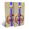 Skip's Garage Country Living Grain Sack All-Weather Cornhole Board Set - Regulation 2x4 (24" x 48") - Includes (2) Boards, (8) Bags, (1) Carry Case & 2 Board Hole Lights view 1