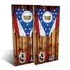 Skip's Garage Ohio Rustic Wood Flag All-Weather Cornhole Board Set - Regulation 2x4 (24" x 48") - Includes (2) Boards, (8) Bags & (2) Board Hole Lights view 1