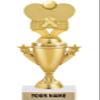 Table Tennis Trophies - Gold - Ping Pong Trophy Award - Custom Engraving On White Marble Base - 5 Pack view 1