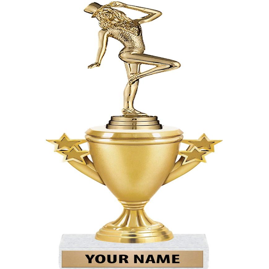 Jazz Tap Trophies - Gold - Dance Trophy Award - Custom Engraving On White Marble Base - 5 Pack