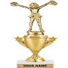 Cheerleading Trophies - Gold - Girls Cheer Trophy Award - Custom Engraving On White Marble Base - 10 Pack view 1