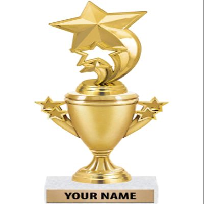 Crown Awards Star Rocket Trophies - Star Rocket Trophy Award - Custom Engraving On White Marble Base - 5 Pack