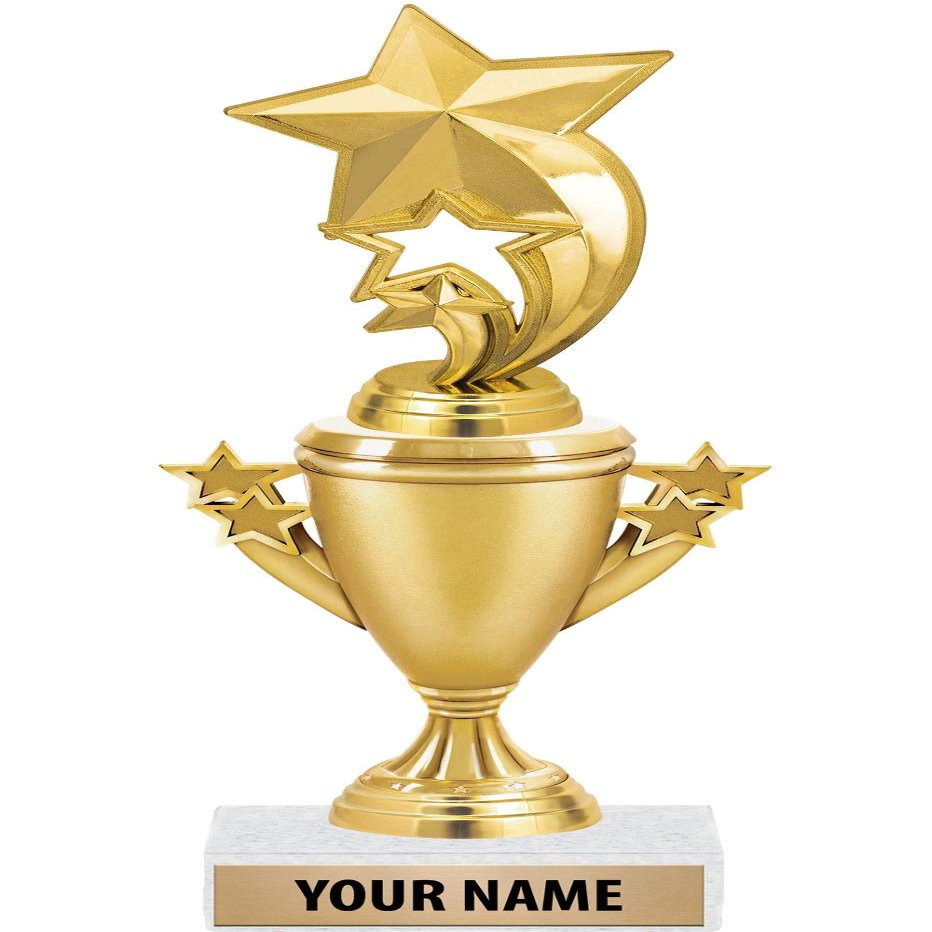 Crown Awards Star Rocket Trophies - Star Rocket Trophy Award - Custom Engraving On White Marble Base - 5 Pack