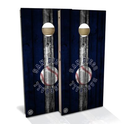 Skip's Garage San Diego Themed Baseball All-Weather Cornhole Board Set - Regulation 2x4 (24" x 48") - Includes (2) Boards and (8) Bags