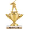 Softball Batter Trophies - Gold - Softball Batter Trophy Award - Custom Engraving On White Marble Base - 5 Pack view 1