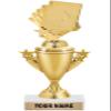 Poker Trophies - Gold - Poker Trophy Award - Custom Engraving On White Marble Base - 5 Pack view 1