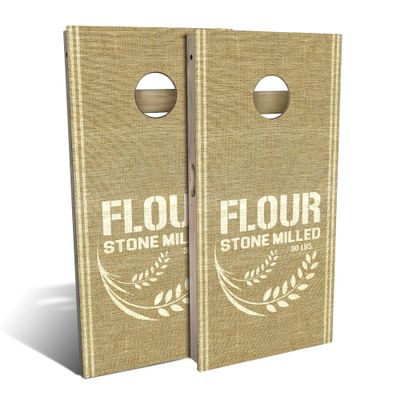 Skip's Garage Country Living Flour Sack All-Weather Cornhole Board Set - Regulation 2x4 (24" x 48") - Includes (2) Boards, (8) Bags & (2) Board Hole Lights