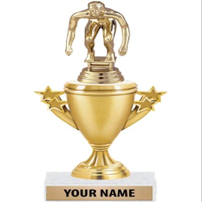 Swim Startline Male Trophies - Gold - Swimming Trophy Award - Custom Engraving On White Marble Base - 5 Pack