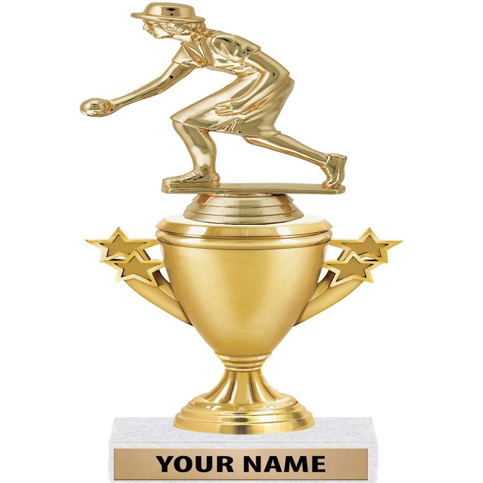 10" Female Bowling Trophies - Gold - Female Bowling Trophy Award - Custom Engraving On White Marble Base - 10 Pack Prime