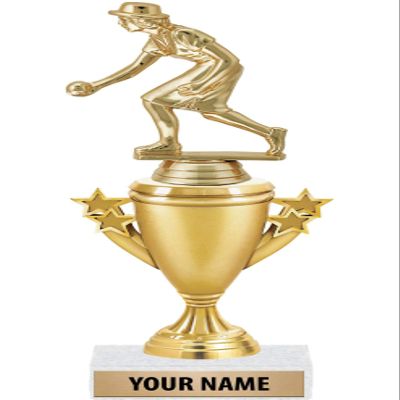 10" Female Bowling Trophies - Gold - Female Bowling Trophy Award - Custom Engraving On White Marble Base - 10 Pack