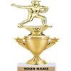 Baseball Pitcher Trophies - Gold - Baseball Pitcher Trophy Award - Custom Engraving On White Marble Base - 5 Pack view 1