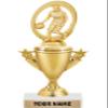Basketball Champ Female Trophies - Gold - Basketball Trophy Award - Custom Engraving On White Marble Base - 5 Pack view 1