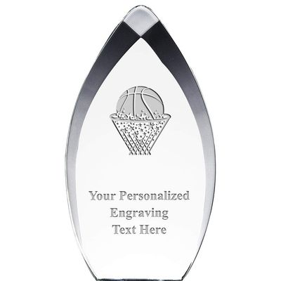 8.25" Tear Drop Basketball - Ball in Net Acrylic Award - Presentation Trophy for Basketball Players, Teams, and Coaches, Includes Free Personalization Prime