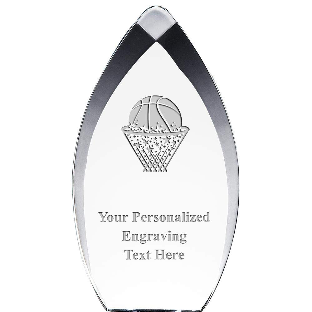 8.25" Tear Drop Basketball - Ball in Net Acrylic Award - Presentation Trophy for Basketball Players, Teams, and Coaches, Includes Free Personalization Prime