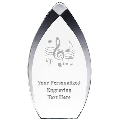 8.25" Tear Drop Music Acrylic Award - Presentation Trophy for Musicians, Includes Free Personalization Prime