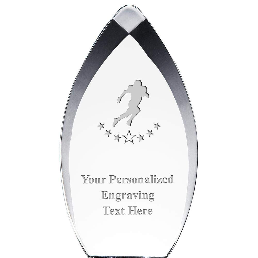 8.25" Tear Drop Football Player Acrylic Award - Presentation Trophy for Football Players, Teams, and Coaches, Includes Free Personalization Prime