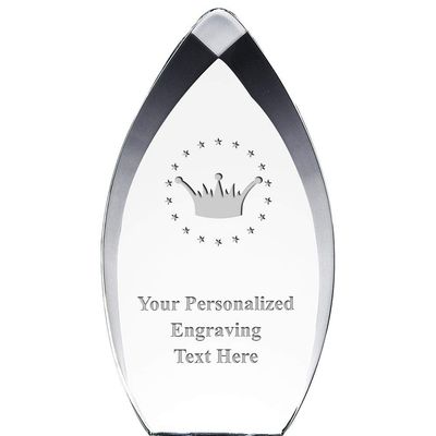 8.25" Tear Drop Crown Acrylic Award - Presentation Trophy for Beauty Pageants and Royalty, Includes Free Personalization Prime