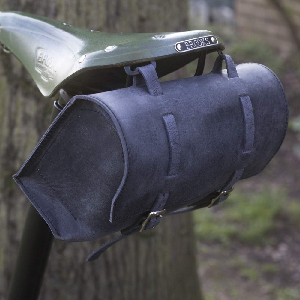 London Craftwork Bike Bag Real Leather Saddle/Handlebar/Frame Bag (Black) XL-BL-RAW