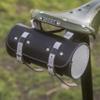 London Craftwork Classic Bicycle Round Tool Bag Genuine Leather Seat Frame Handlebar Black White roll-bl-White view 3