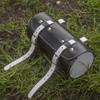 London Craftwork Classic Bicycle Round Tool Bag Genuine Leather Seat Frame Handlebar Black White roll-bl-White view 4