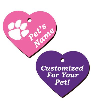 Clemson Tigers Officially Licensed Pink Pet Products | Personalized for Your Pet (Heart Tag)