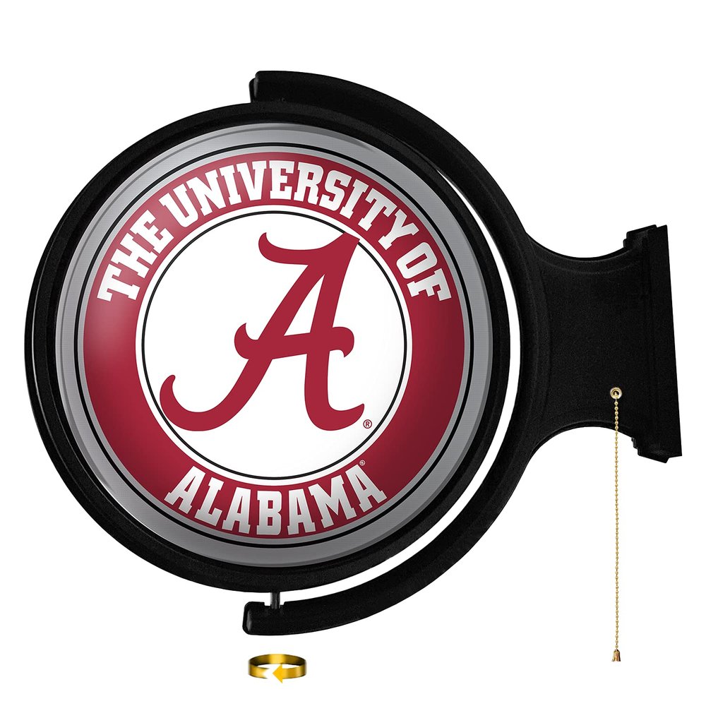 Alabama Crimson Tide: Round Lighted Rotating Wall Sign - College Decor for Home, Game Room, Fan Cave & Garage - USA Made