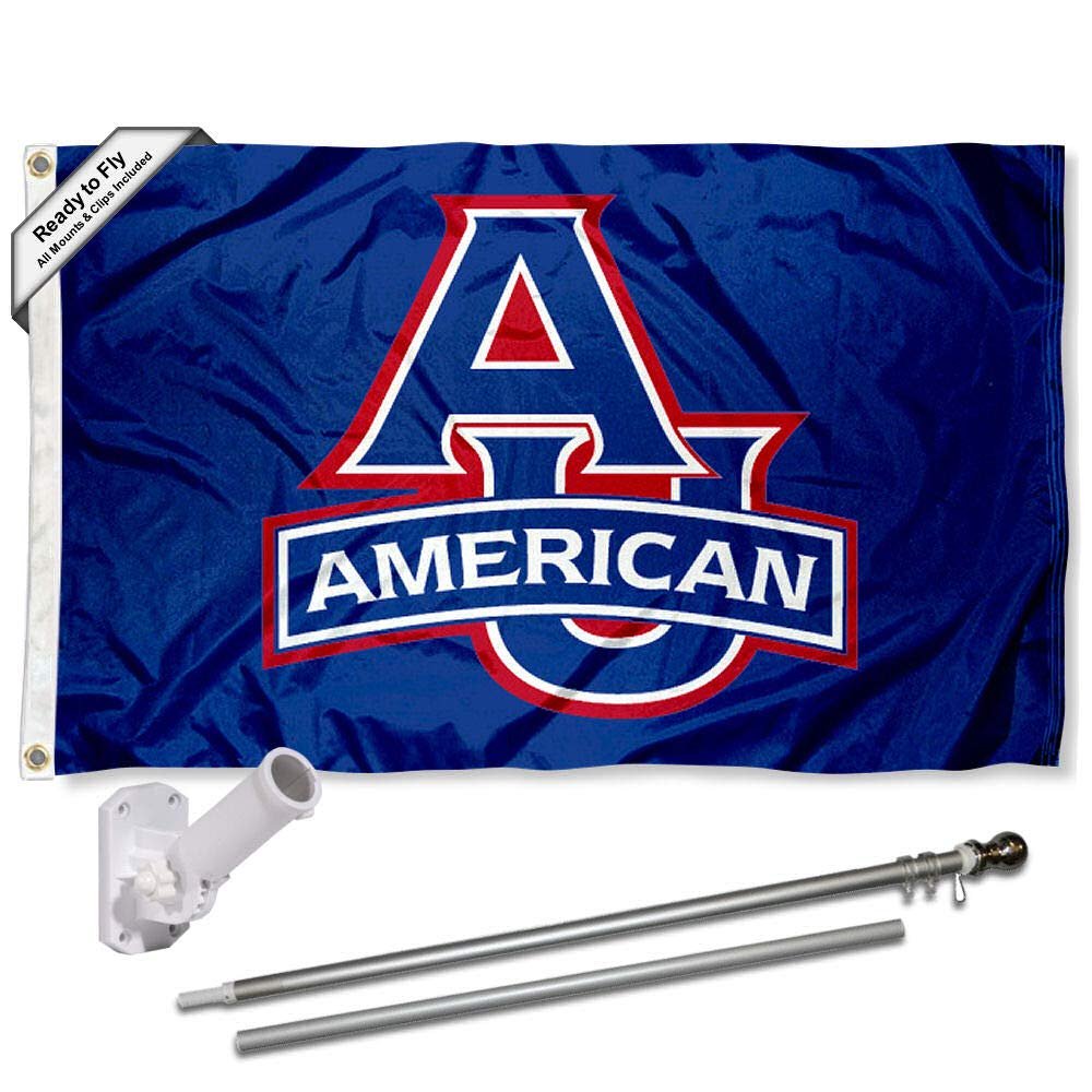 College Flags & Banners Co. American Eagles 3x5 Foot Flag and Pole Bracket Mount Bundle
