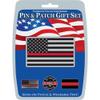 Patriotic Fire Red Line Flag Pin and Patch Gift Set view 1