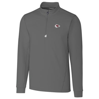 Cutter & Buck Men's Gray Kansas City Chiefs Traverse Quarter-Zip Pullover Jacket