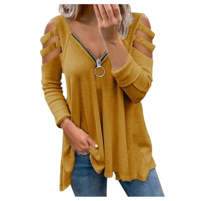 XUETON Women's V Neck Tee Shirt Printed Floral Long Sleeve Shirt Blouse T-Shirts Pullover Henley Shirts Yellow