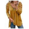 XUETON Women's V Neck Tee Shirt Printed Floral Long Sleeve Shirt Blouse T-Shirts Pullover Henley Shirts Yellow view 1