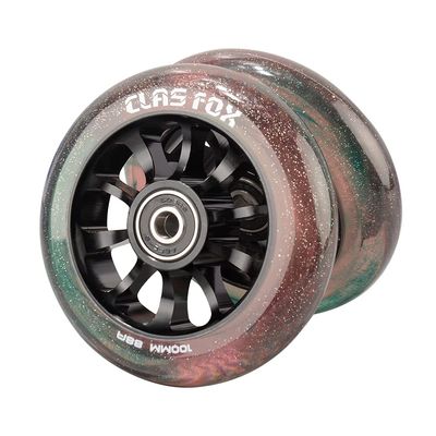 CLAS FOX Pro Scooter Wheels 100mm Transparent Sparkle PU with ABEC-9 Bearings CNC Metal Core (2pcs) (Brown)