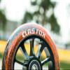 CLAS FOX Pro Scooter Wheels 100mm Transparent Sparkle PU with ABEC-9 Bearings CNC Metal Core (2pcs) (Brown) view 3