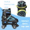 Kids Roller Skates for Boys Adjustable Roller Skates for Boys, Girls with 8 Wheels Lighting for Indoor Outdoor Quad Skates (Black&Blue, Medium - Big Kid) view 3