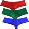 Jaxu Men's Elastic Spandex Thong Boxer Shiny Boxers Briefs Guys Pants Sexy Men Pouch Underwear 3-Pack red,green,blue XL XU275 Brazilain Bikini Underwear view 1