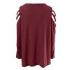 XUETON Women's V Neck Tee Shirt Printed Floral Long Sleeve Shirt Blouse T-Shirts Pullover Henley Shirts Wine view 4