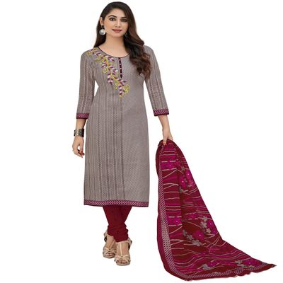 Miraan Women's Cotton Printed Readymade Salwar Suit Small Multicolour
