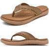 KuaiLu Mens Leather Sport Flip Flops Comfort Orthotic Thong Sandals with Plantar Fasciitis Arch Support for Outdoor Summer view 1