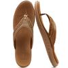 KuaiLu Mens Leather Sport Flip Flops Comfort Orthotic Thong Sandals with Plantar Fasciitis Arch Support for Outdoor Summer view 3
