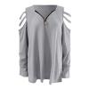 XUETON Women's V Neck Tee Shirt Printed Floral Long Sleeve Shirt Blouse T-Shirts Pullover Henley Shirts Gray view 3